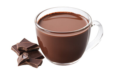 Obraz premium Delicious hot chocolate in a glass mugDelicious hot chocolate in a glass mug