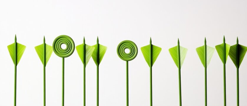 green arrows in a row for success and achievement concepts