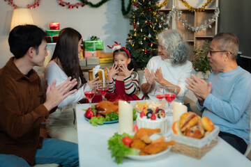 Dinner and Family holiday celebrating, together at New Year.
