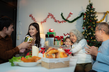 Dinner and Family holiday celebrating, together at New Year.