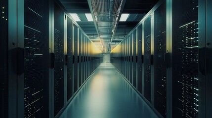 Fototapeta premium Data center operations modern facility infrastructure high-tech environment perspective view digital innovation impact