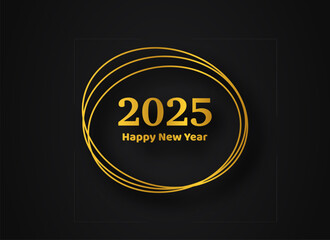 2025 Happy New Year gold geometric polygonal background