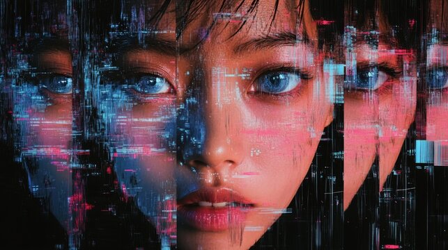 Crowd of people walking under dramatic atmospheric lighting in an urban setting