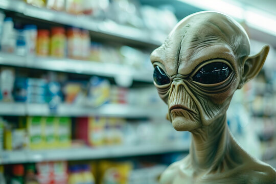 Image of extraterrestrial alien invading earth generative AI