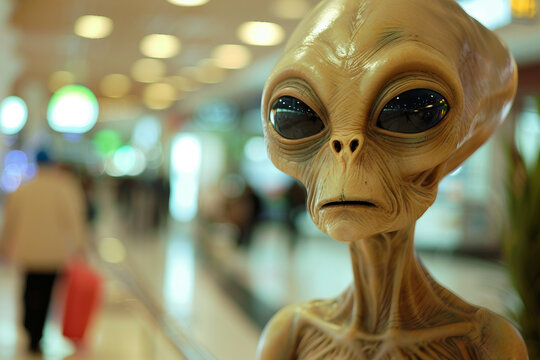 Image of extraterrestrial alien invading earth exploring city generative AI