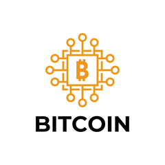 Bitcoin logo concept. Cryptocurrency logo sign. Digital money flat style vector illustration.