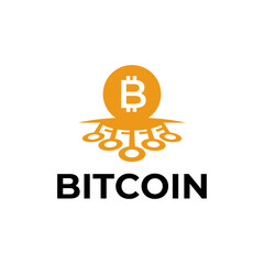 Bitcoin logo concept. Cryptocurrency logo sign. Digital money flat style vector illustration.