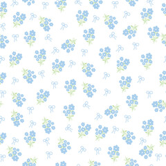coquette seamless flowers pattern. Delicate petals and vibrant blossoms create an artistic and vintage botanical illustration. Perfect for wallpaper, fabric, wrapping paper and more.