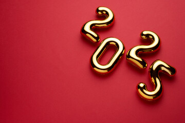 New Year 2025 celebration. Golden 2025 numbers as New Year Background