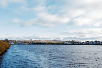 Gateshead UK: 29th Oct 2024: Dunston Staiths view from Newcastle side of the River Tyne on a sunny autumn day