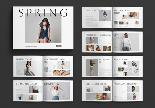 Fashion Lookbook Template Design Brochure Layout Landscape