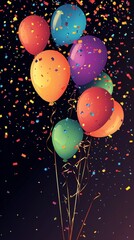 Colorful Party Background with Balloons and Confetti for Celebration and Festive Events Generative AI