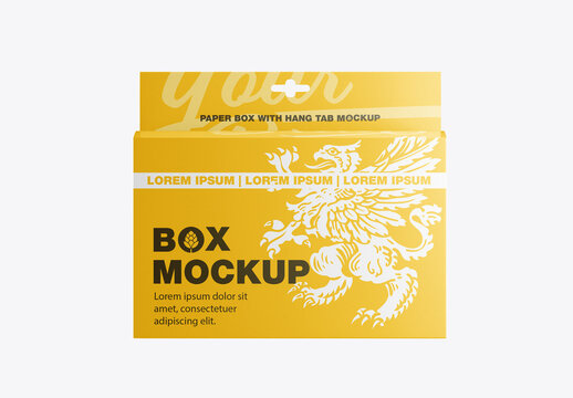 Paper Box with Hang Tab Mockup