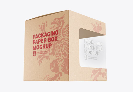 Cardboard Box with Plastic Window Mockup