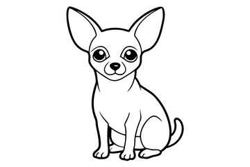 Sitting Chihuahua Dog Vector Line Art