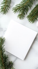 Fototapeta premium Close-up of a Generic Christmas Greeting Card on a White Background, Ideal for Holiday Invitations or Gift Card Designs Generative AI