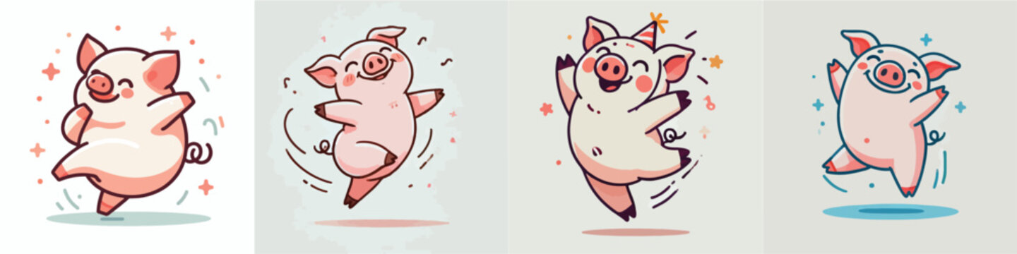 vector cute cartoon pig