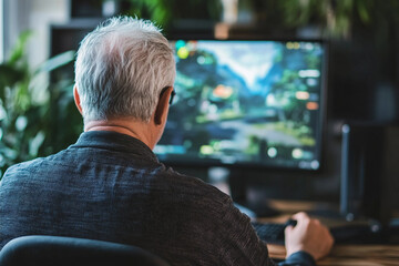 Gamer Immersed in Video Game with Headphones Highlighting Esports and Online Gaming Competition Generative AI