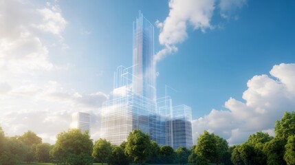 Modern architectural design of a futuristic building in an urban environment with innovative house concepts