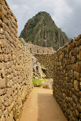 Residential part of Machu Picchu citadel in Peru