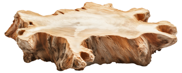 Wooden tree stump with intricate natural texture and pattern