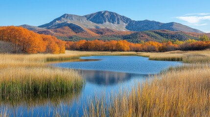 Autumnal Mountain Lake Landscape Serenity Nature Fall Foliage