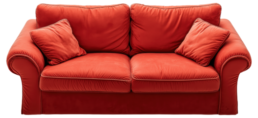 PNG Red sofa with two cushions