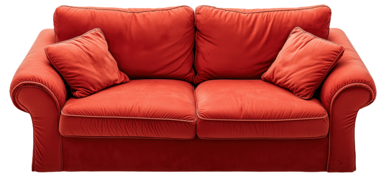 PNG Red sofa with two cushions
