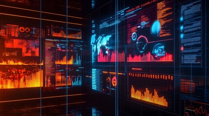 20. A futuristic display of online marketing metrics and data visualizations