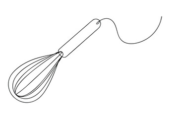 Continuous One-Line Drawing of a Whisk - Minimalist Kitchen Tool Art