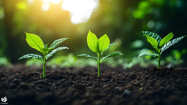 Photography depicting the life cycle of cacao, with young seedlings growing alongside mature trees heavy with fruit, symbolizing the sustainability of cacao farming.