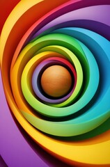 Fototapeta premium A colorful spiral with a yellow object in the center