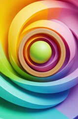Obraz premium A colorful, abstract design with a green ball in the center