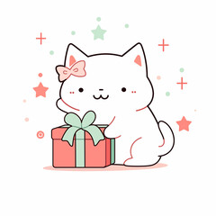Cute Kitty with Gifts