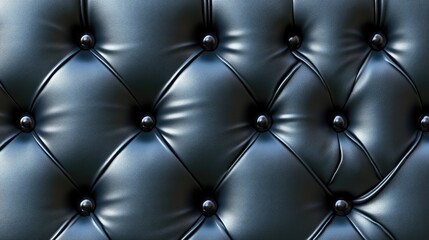 Obraz premium luxurious black leather upholstery texture with button tufting pattern for elegant interior design backgrounds