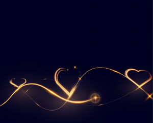 Heart gold with glowing wire effect, isolated on transparent background. Perfect for holiday designs, invitations, or banners.
