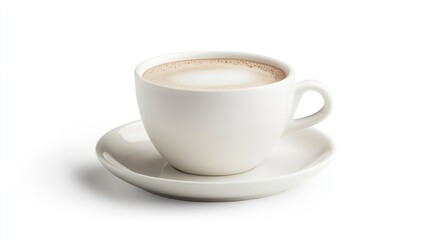 Obraz premium Delicious white coffee served in a simple cup showcasing creamy milk and frothy texture perfect for a cozy beverage experience