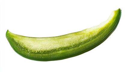 Green bell pepper slice isolated on white background showcasing vibrant color and fresh texture for culinary and food-related designs