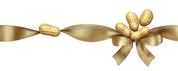 Festive peanut decoration with transparent background elegant ribbon celebration theme studio setting close-up view