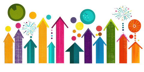 Fototapeta premium Colorful growth arrows with transparent background dynamic graphic elements vibrant environment creative design perspective
