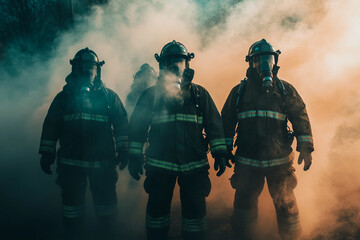 Generative AI Depiction of a Brave Firefighter Battling Intense Flames and Smoke with Determination and Courage