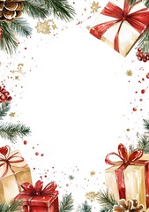 frame made of christmass illustrations, white background