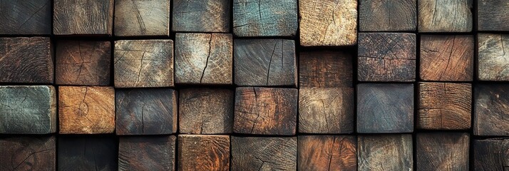Block of wood-aged art, architecture, texture, and abstraction. Generative Ai