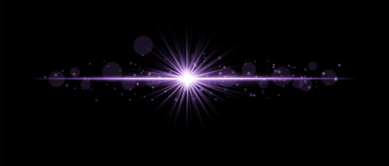 Purple sparkle effect. Radiant purple beams, glowing light bursts, shimmering particles, soft highlights, and elegant streaks of light for magical, creative, and decorative designs © Dmytro