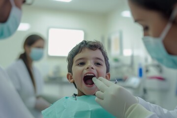 Dentist looking how his patient has his oral cavity. national dentist day.