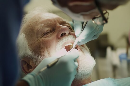 elderly patient in a dentist's office. national dentist's day.