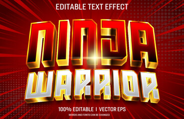 ninja warrior vector 3d text effect with modern style design © Mean Design