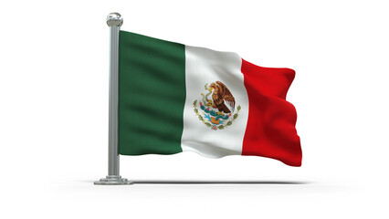 mini drapeau Mexicain sur pied, posé sur un fond transparent - rendu 3D	
