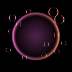 Pink and red neon gradient effect. A vibrant circular glow transitioning from deep pink to bright red, surrounded by translucent orbs, perfect for futuristic or abstract designs.