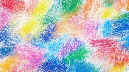 Obraz premium Rainbow Scribble chaotic drawing. Hand painted scrawl colourful background texture. Grunge kids freehand paint overlay